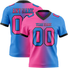 Load image into Gallery viewer, Custom Powder Blue Pink-Black Mesh Authentic Gradient Fashion Football Jersey
