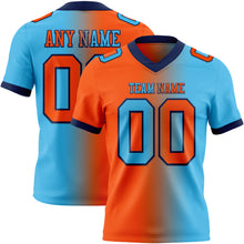 Load image into Gallery viewer, Custom Sky Blue Orange-Navy Mesh Authentic Gradient Fashion Football Jersey