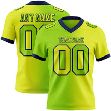 Load image into Gallery viewer, Custom Neon Yellow Neon Green-Navy Mesh Authentic Gradient Fashion Football Jersey