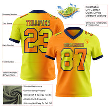 Load image into Gallery viewer, Custom Neon Yellow Bay Orange-Navy Mesh Authentic Gradient Fashion Football Jersey