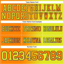 Load image into Gallery viewer, Custom Neon Yellow Bay Orange-Navy Mesh Authentic Gradient Fashion Football Jersey