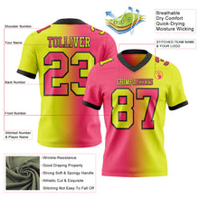 Load image into Gallery viewer, Custom Neon Yellow Neon Pink-Black Mesh Authentic Gradient Fashion Football Jersey