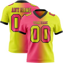 Load image into Gallery viewer, Custom Neon Yellow Neon Pink-Black Mesh Authentic Gradient Fashion Football Jersey