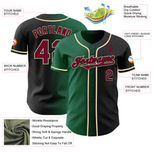 Load image into Gallery viewer, Custom Black Maroon Kelly Green-Cream Authentic Gradient Fashion Baseball Jersey
