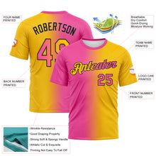Load image into Gallery viewer, Custom Yellow Pink-Black Gradient Fashion Performance T-Shirt