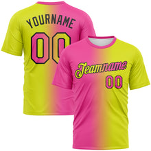 Load image into Gallery viewer, Custom Neon Yellow Pink-Black Gradient Fashion Performance T-Shirt