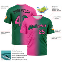 Load image into Gallery viewer, Custom Kelly Green Pink-Black Gradient Fashion Performance T-Shirt