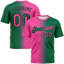 Load image into Gallery viewer, Custom Kelly Green Pink-Black Gradient Fashion Performance T-Shirt