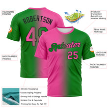 Load image into Gallery viewer, Custom Grass Green Pink-Black Gradient Fashion Performance T-Shirt