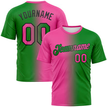 Load image into Gallery viewer, Custom Grass Green Pink-Black Gradient Fashion Performance T-Shirt