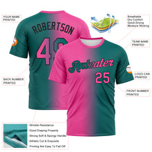 Load image into Gallery viewer, Custom Teal Pink-Black Gradient Fashion Performance T-Shirt