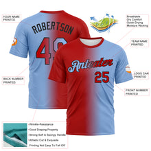 Load image into Gallery viewer, Custom Light Blue Red-Black Gradient Fashion Performance T-Shirt