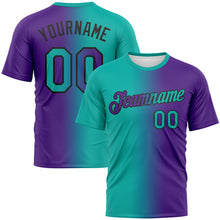 Load image into Gallery viewer, Custom Purple Aqua-Black Gradient Fashion Performance T-Shirt