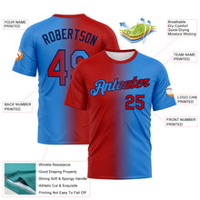 Load image into Gallery viewer, Custom Powder Blue Red-Navy Gradient Fashion Performance T-Shirt