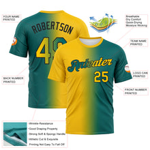 Load image into Gallery viewer, Custom Teal Yellow-Black Gradient Fashion Performance T-Shirt