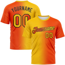 Load image into Gallery viewer, Custom Orange Yellow-Black Gradient Fashion Performance T-Shirt