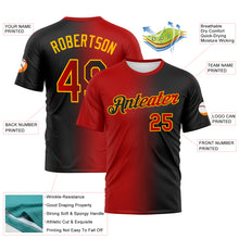 Load image into Gallery viewer, Custom Black Red-Gold Gradient Fashion Performance T-Shirt