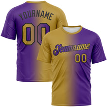 Load image into Gallery viewer, Custom Purple Old Gold-Black Gradient Fashion Performance T-Shirt