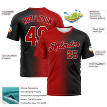 Load image into Gallery viewer, Custom Black Red-White Gradient Fashion Performance T-Shirt