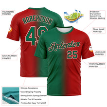 Load image into Gallery viewer, Custom Red Kelly Green-White Gradient Fashion Performance T-Shirt