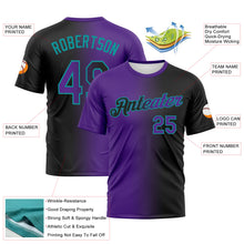 Load image into Gallery viewer, Custom Black Purple-Teal Gradient Fashion Performance T-Shirt