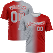 Load image into Gallery viewer, Custom Red Gray-White Gradient Fashion Performance T-Shirt