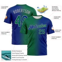 Load image into Gallery viewer, Custom Royal Kelly Green-Gray Gradient Fashion Performance T-Shirt