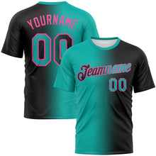 Load image into Gallery viewer, Custom Black Aqua-Pink Gradient Fashion Performance T-Shirt