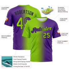 Load image into Gallery viewer, Custom Purple Neon Green-Black Gradient Fashion Performance T-Shirt