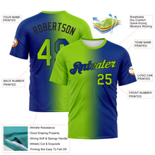 Load image into Gallery viewer, Custom Royal Neon Green-Black Gradient Fashion Performance T-Shirt