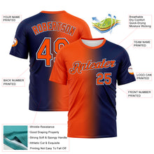 Load image into Gallery viewer, Custom Navy Orange-White Gradient Fashion Performance T-Shirt