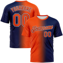 Load image into Gallery viewer, Custom Navy Orange-White Gradient Fashion Performance T-Shirt