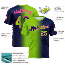 Load image into Gallery viewer, Custom Navy Neon Green-Pink Gradient Fashion Performance T-Shirt