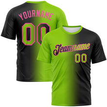 Load image into Gallery viewer, Custom Black Neon Green-Pink Gradient Fashion Performance T-Shirt