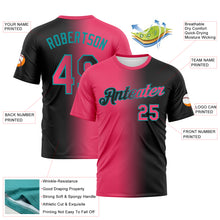 Load image into Gallery viewer, Custom Black Neon Pink-Teal Gradient Fashion Performance T-Shirt