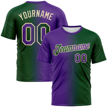 Load image into Gallery viewer, Custom Green Purple-Cream Gradient Fashion Performance T-Shirt