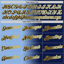 Load image into Gallery viewer, Custom Navy Light Blue-Gold Gradient Fashion Performance T-Shirt
