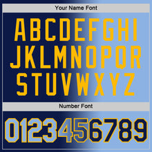 Load image into Gallery viewer, Custom Navy Light Blue-Gold Gradient Fashion Performance T-Shirt