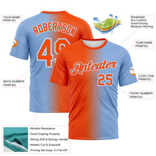 Load image into Gallery viewer, Custom Light Blue Orange-White Gradient Fashion Performance T-Shirt