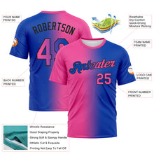 Load image into Gallery viewer, Custom Thunder Blue Pink-Black Gradient Fashion Performance T-Shirt