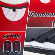 Load image into Gallery viewer, Custom Navy Red-White Gradient Fashion Performance T-Shirt