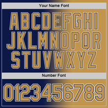 Load image into Gallery viewer, Custom Navy Old Gold-White Gradient Fashion Performance T-Shirt