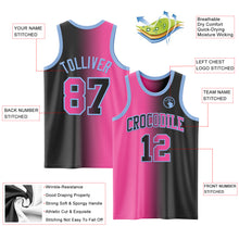 Load image into Gallery viewer, Custom Black Pink-Light Blue Authentic Gradient Fashion Basketball Jersey