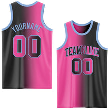 Load image into Gallery viewer, Custom Black Pink-Light Blue Authentic Gradient Fashion Basketball Jersey