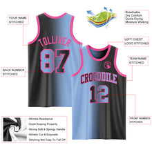 Load image into Gallery viewer, Custom Black Light Blue-Pink Authentic Gradient Fashion Basketball Jersey