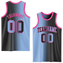 Load image into Gallery viewer, Custom Black Light Blue-Pink Authentic Gradient Fashion Basketball Jersey