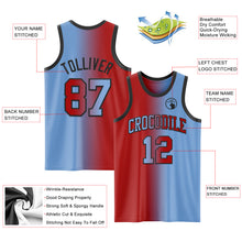 Load image into Gallery viewer, Custom Light Blue Red-Black Authentic Gradient Fashion Basketball Jersey