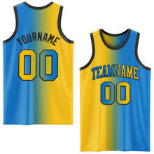 Load image into Gallery viewer, Custom Powder Blue Yellow-Black Authentic Gradient Fashion Basketball Jersey