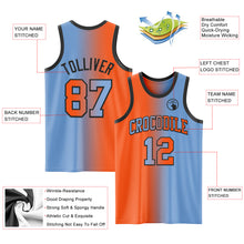 Load image into Gallery viewer, Custom Light Blue Orange-Black Authentic Gradient Fashion Basketball Jersey