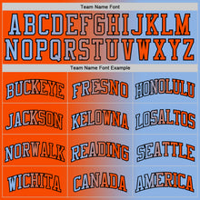 Load image into Gallery viewer, Custom Light Blue Orange-Black Authentic Gradient Fashion Basketball Jersey